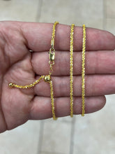 Adjustable 14K Yellow Gold Over 925 Sterling Silver Sparkle Glitter Margarita Twisted Rock Chain 2.50mm Necklace, Diamond Cut
